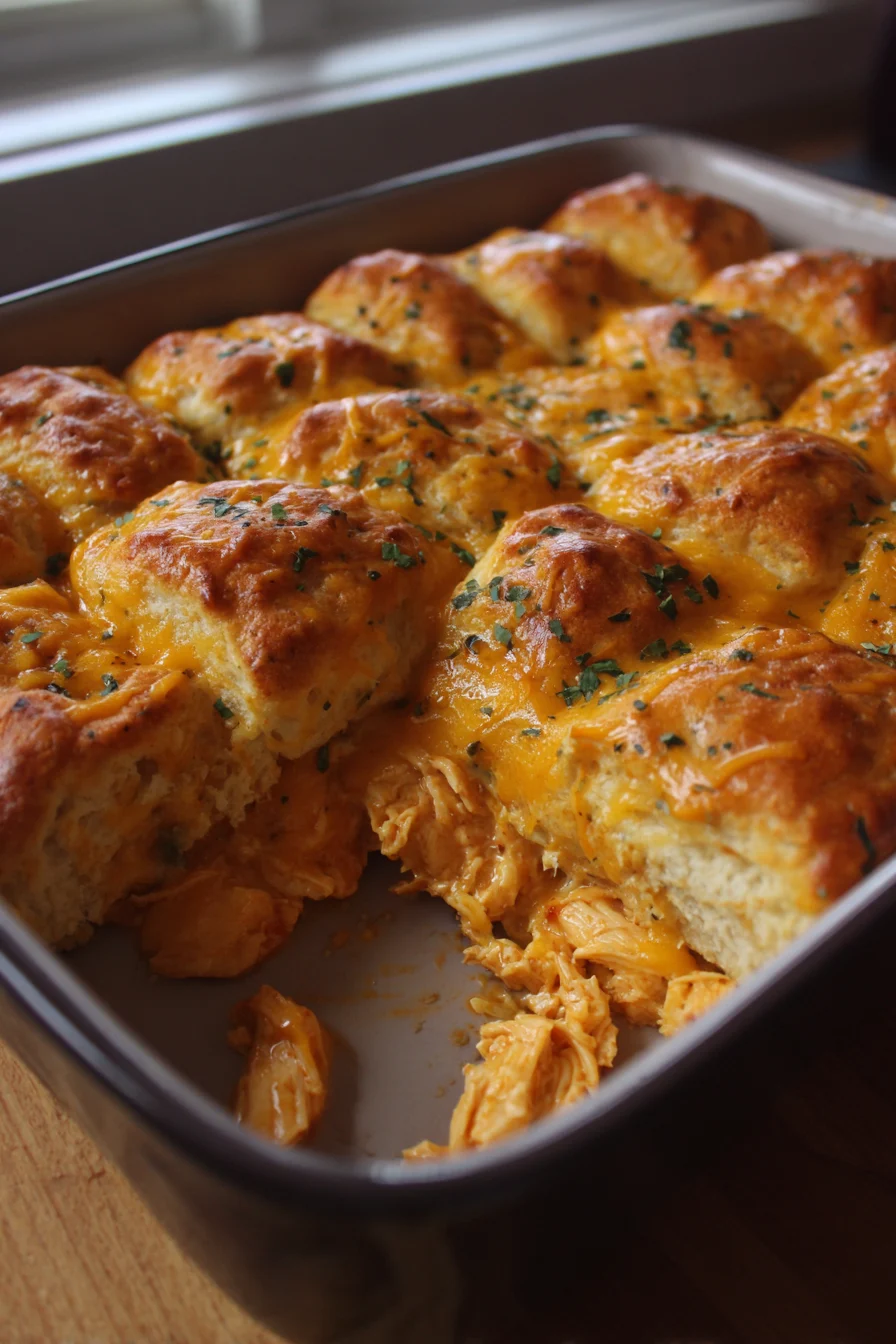 Buffalo Chicken Biscuit Casserole
