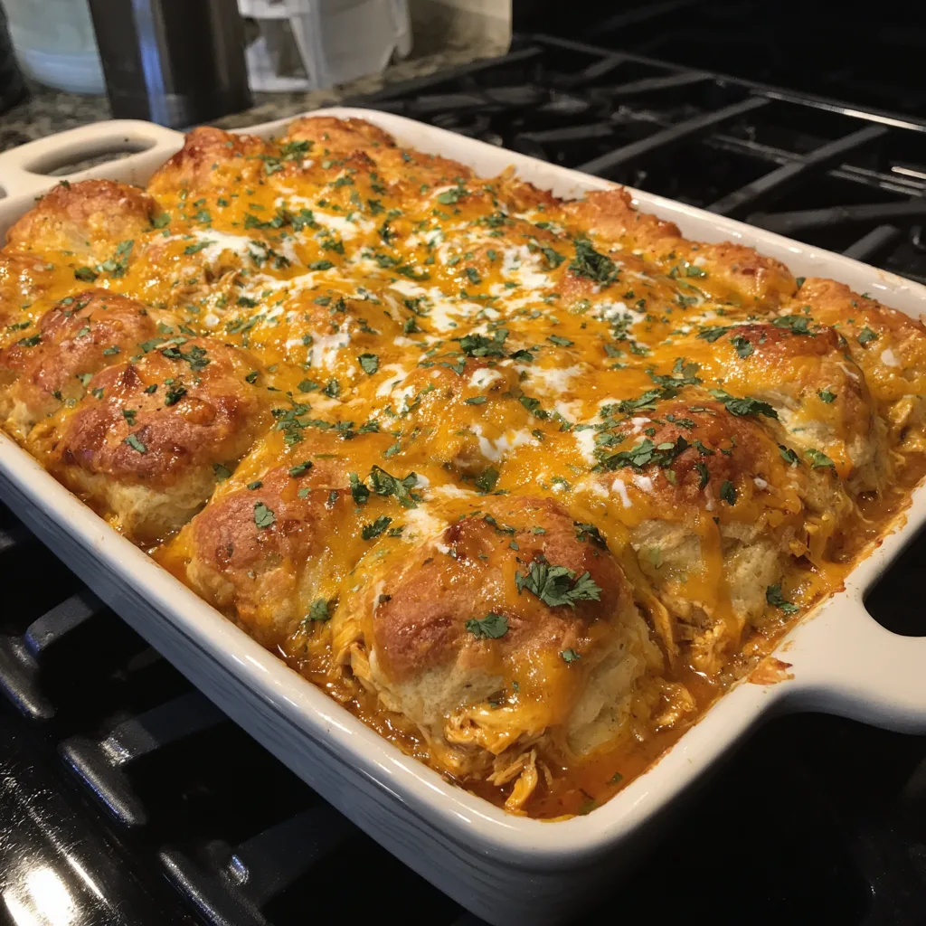 Chicken Enchilada Biscuit Bake