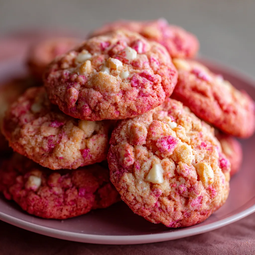 Pink Strawberry Crunch Cookies