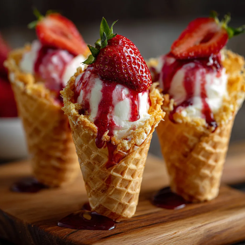 Strawberry Cheesecake Cones

