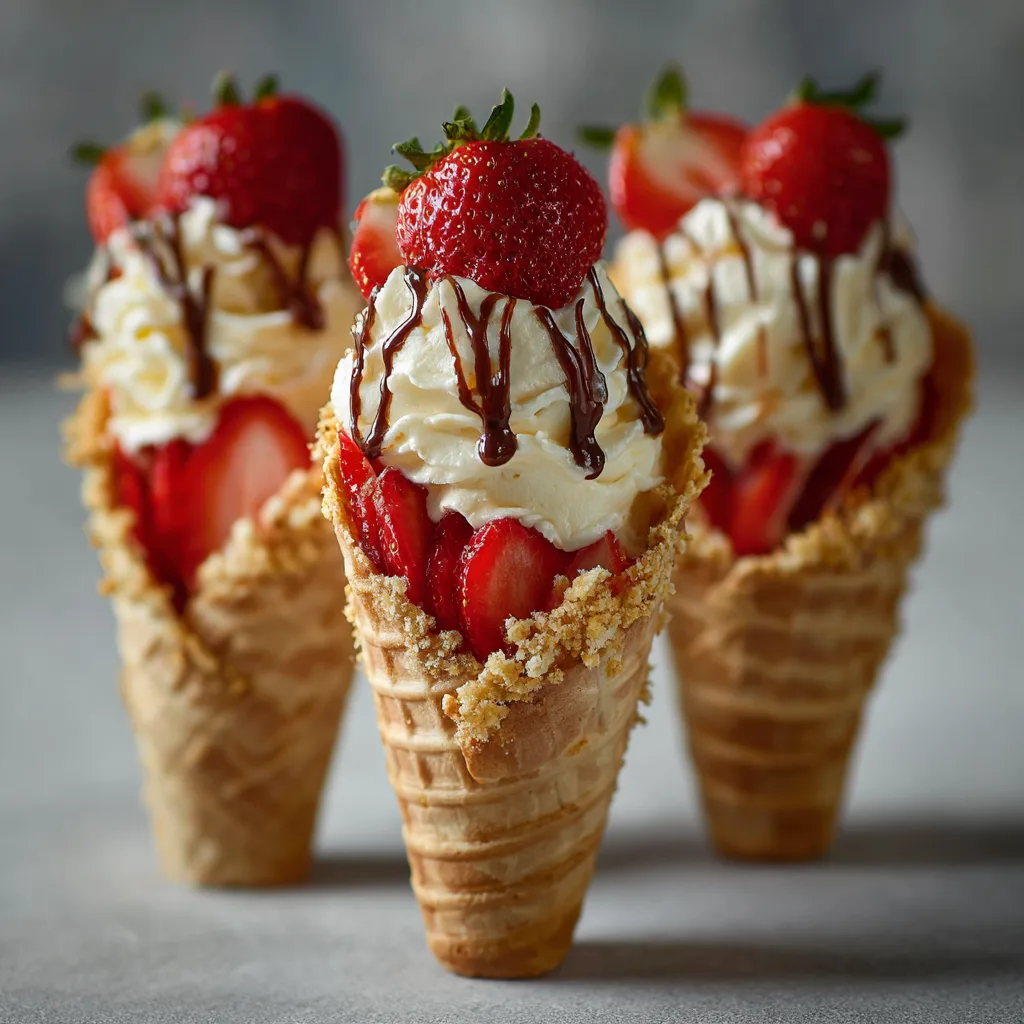 Strawberry Cheesecake Cones
