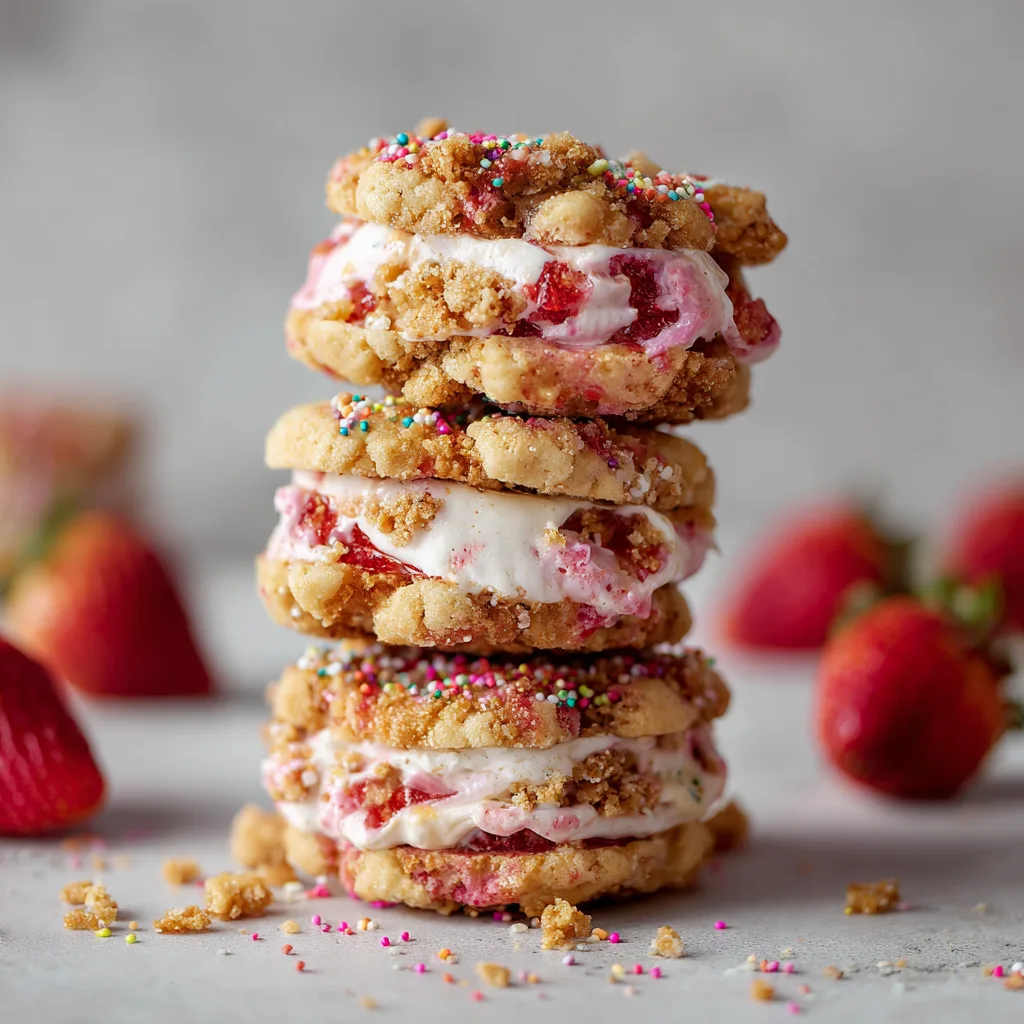 Strawberry Crunch Cookie Sandwiches