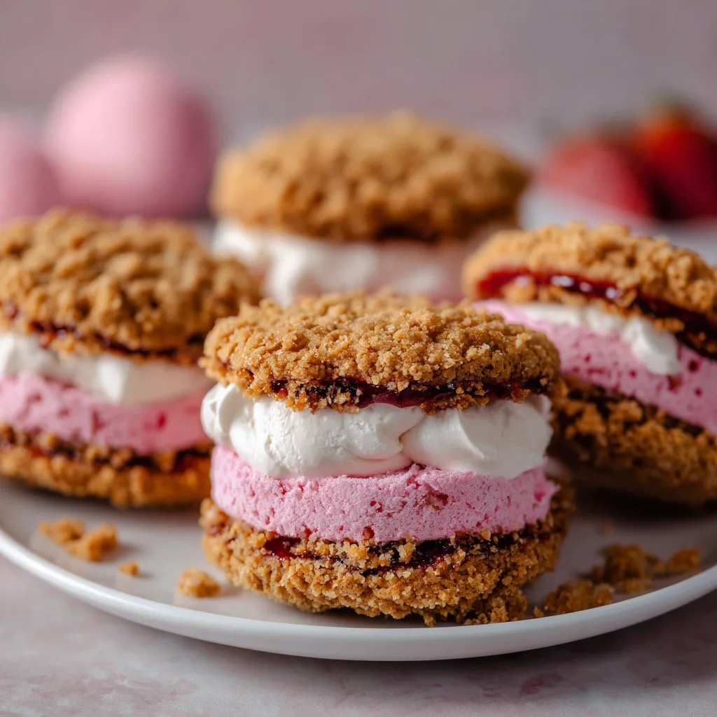 Strawberry Crunch Cookie Sandwiches