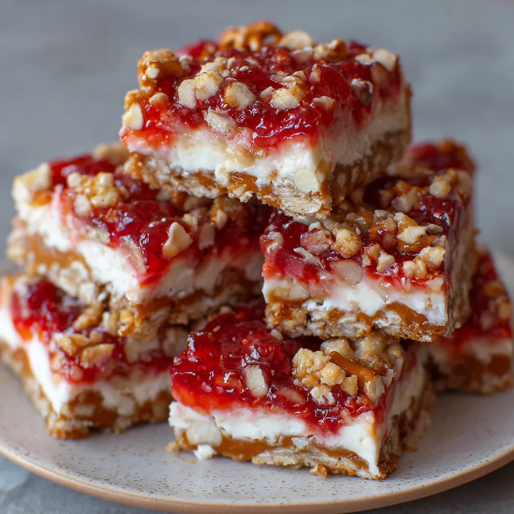 Strawberry Pretzel Crunch Bars
