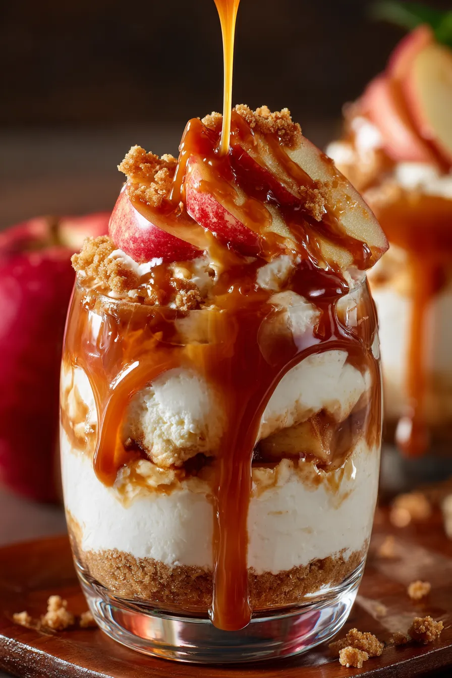 Caramel Apple Cheesecake Parfaits glass