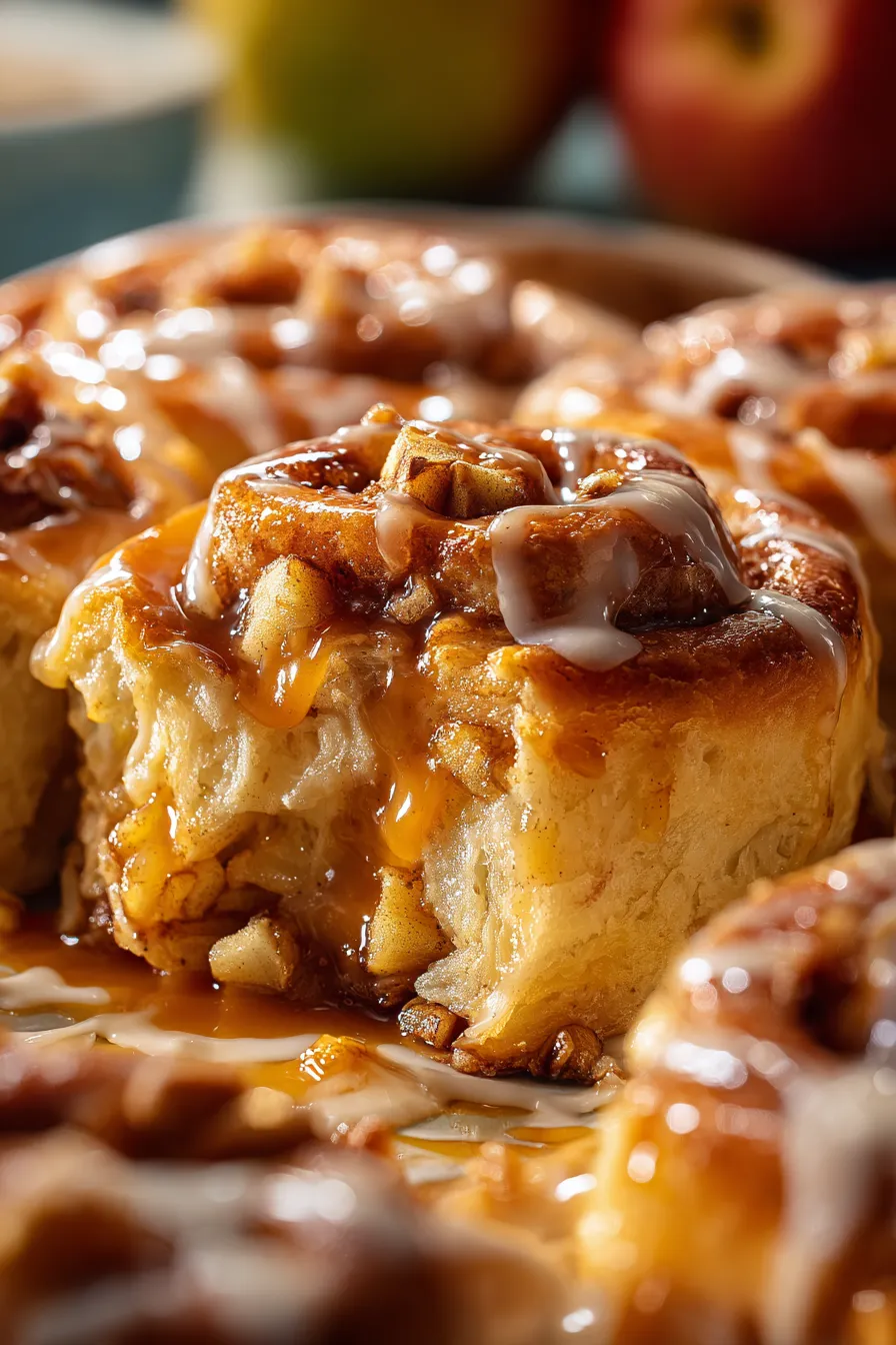 Caramel Apple Cinnamon Rolls finished