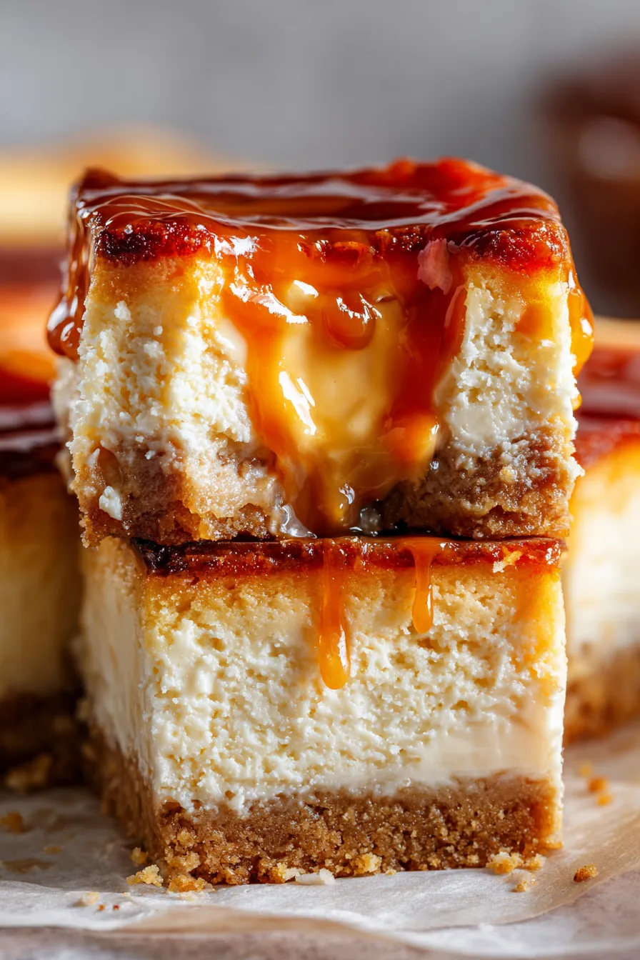 Caramel Cheesecake Bars Overhead
