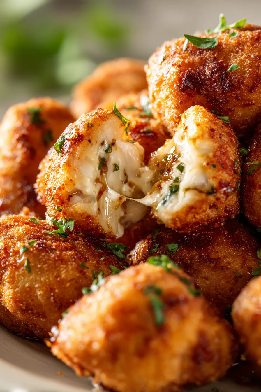 Crispy fried chicken bites overhead