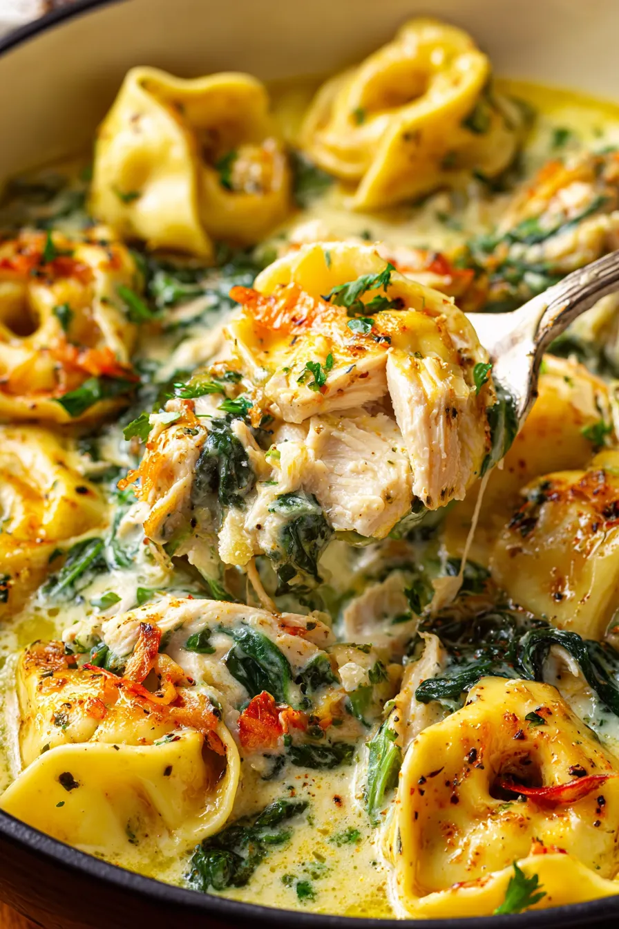 Garlic Chicken Tortellini overhead shot