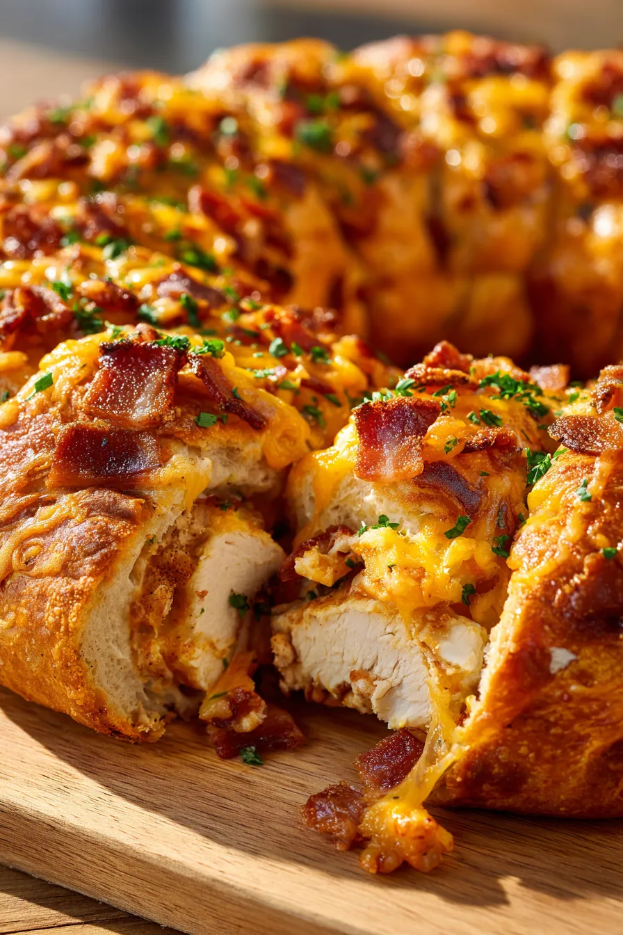 serving slice of chicken ranch ring