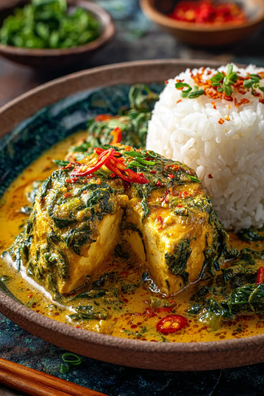 Spinach and Tofu Curry overhead texture