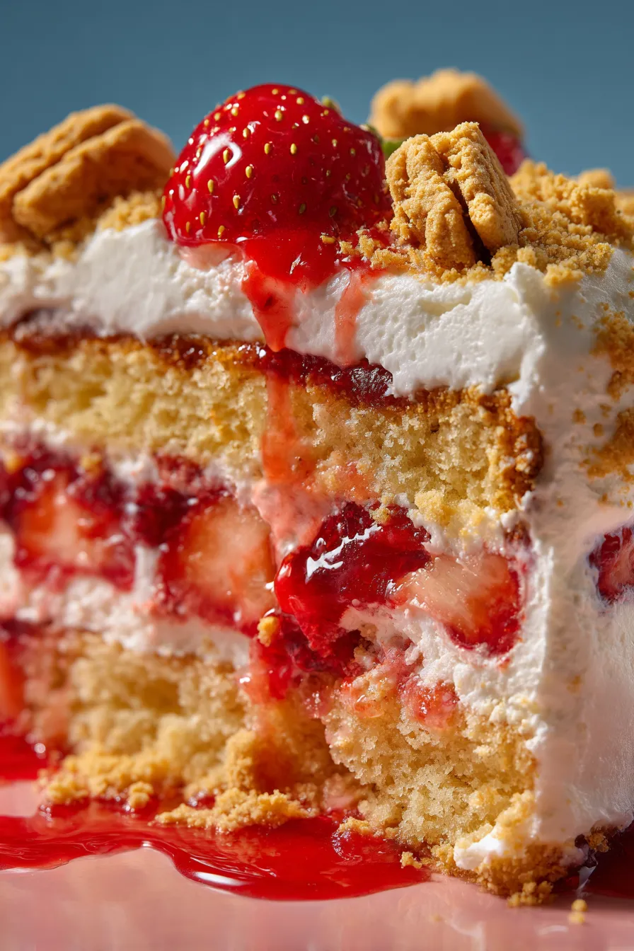 Strawberry Crunch Cake slice