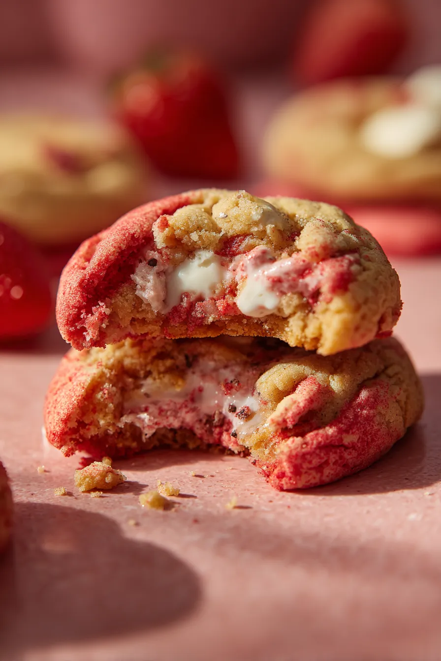 Strawberry Crunch Cookies close up