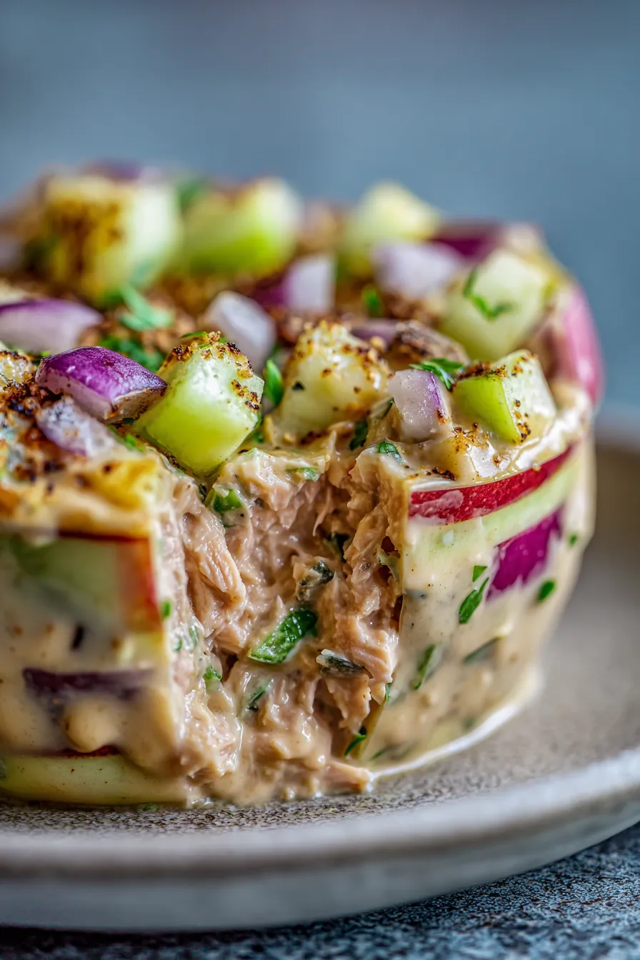 Apple Crunch Tuna Salad sandwich closeup