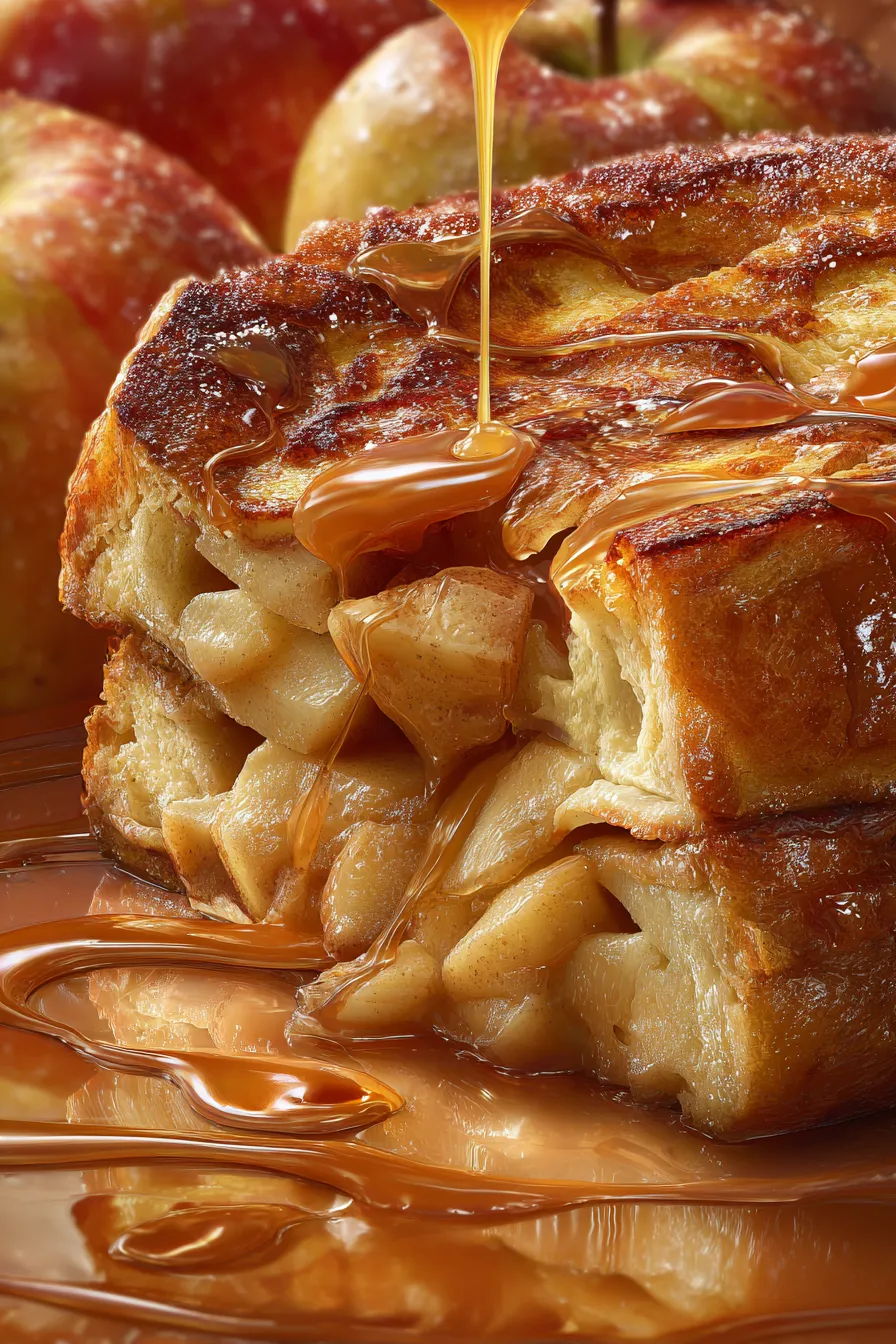 Apple filling with caramel drizzle