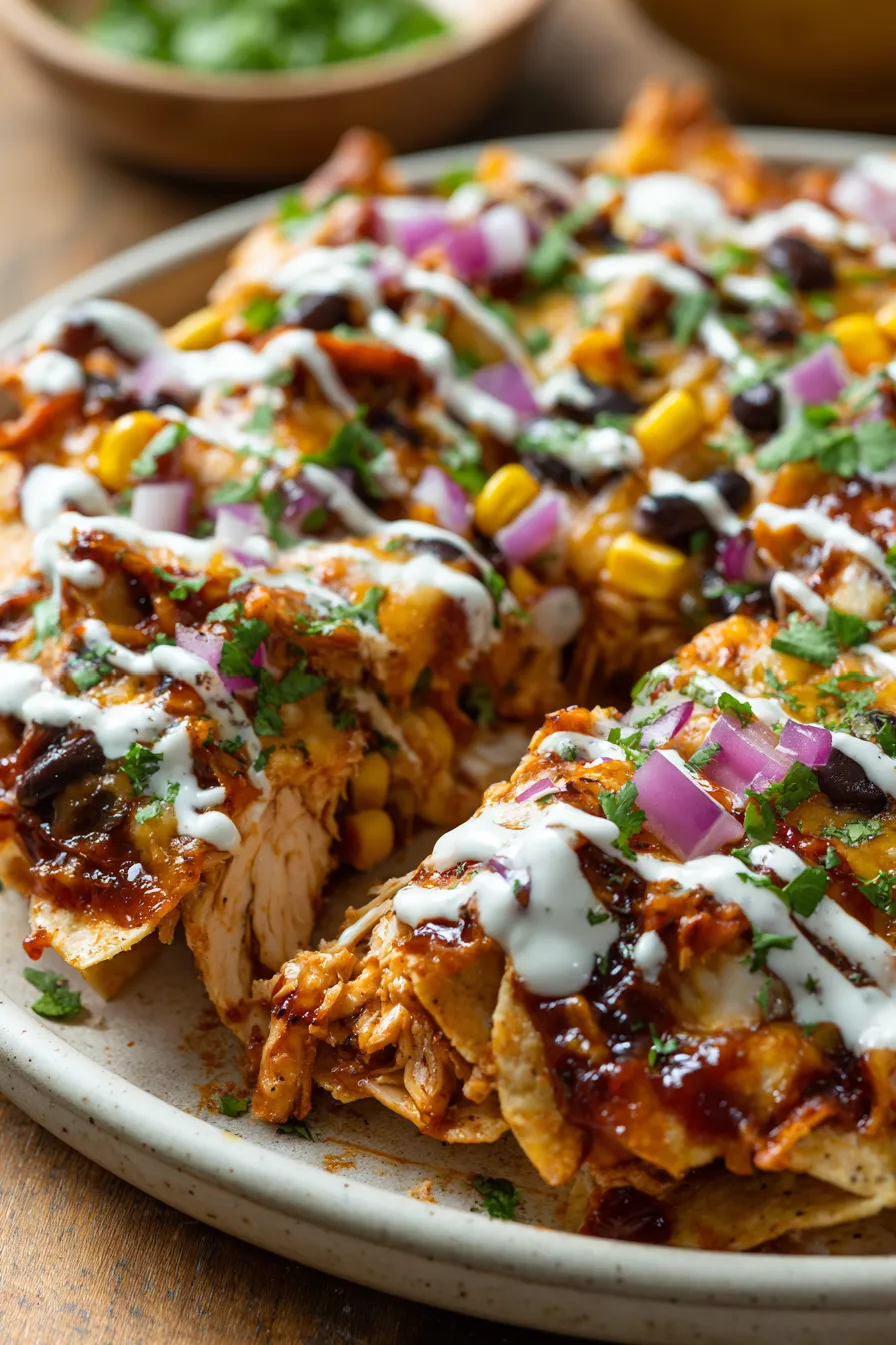 assembled nachos before baking