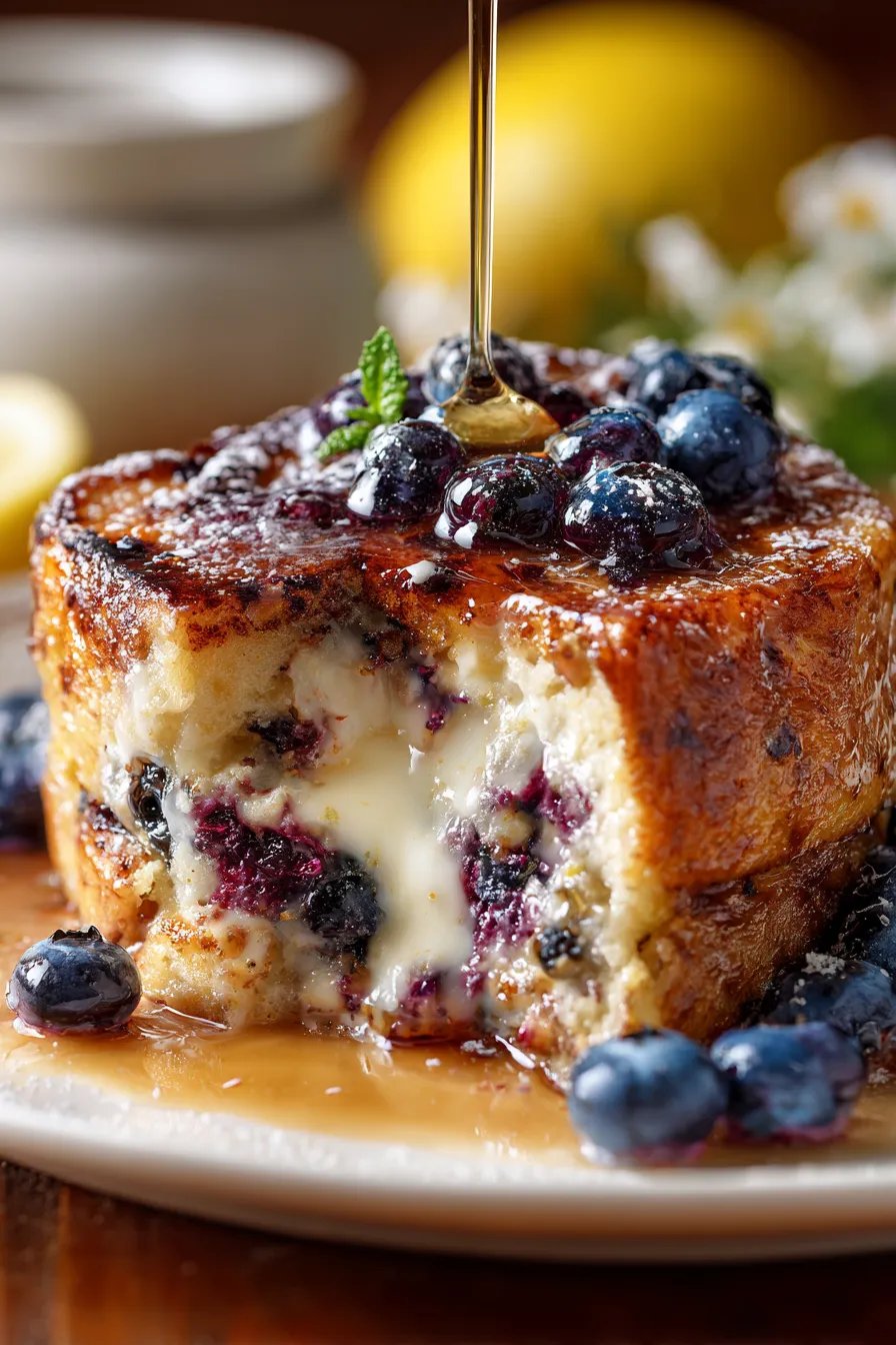 Baked french toast slice with syrup