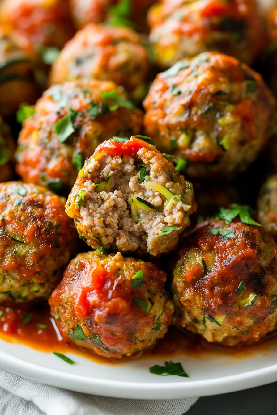 Baked Meatballs with Zucchini & Herbs-marinara-sauce