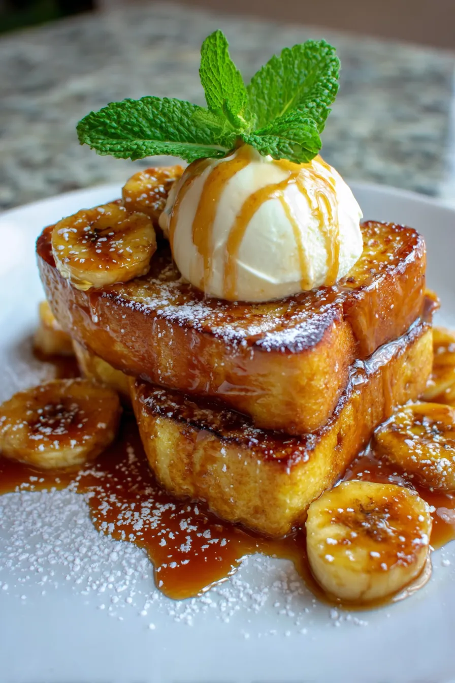 Banana Foster French Toast-serving-plate