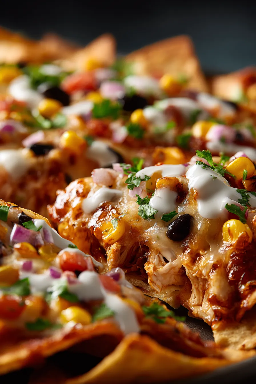 BBQ Chicken Nacho Bake overhead view