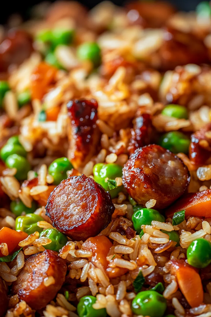BBQ Fried Rice with Grilled Sausage-platter-serving