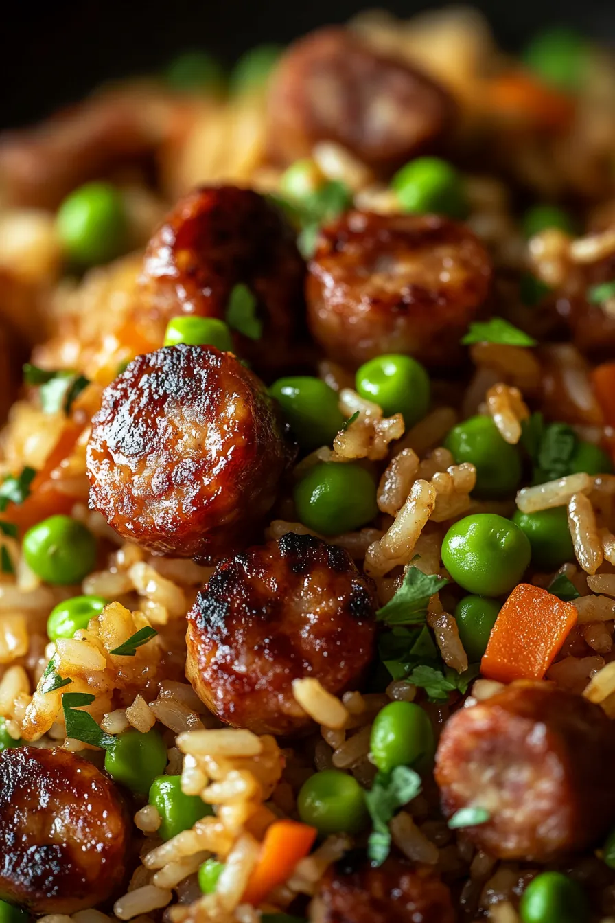 BBQ Fried Rice with Grilled Sausage-texture-caramelized