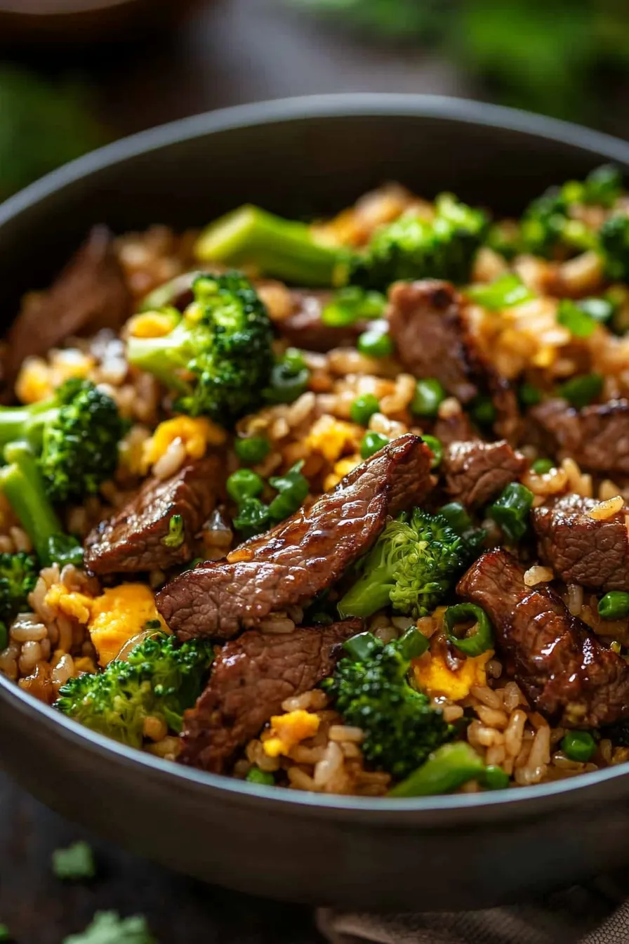Beef & Broccoli Fried Rice-serving-scoop
