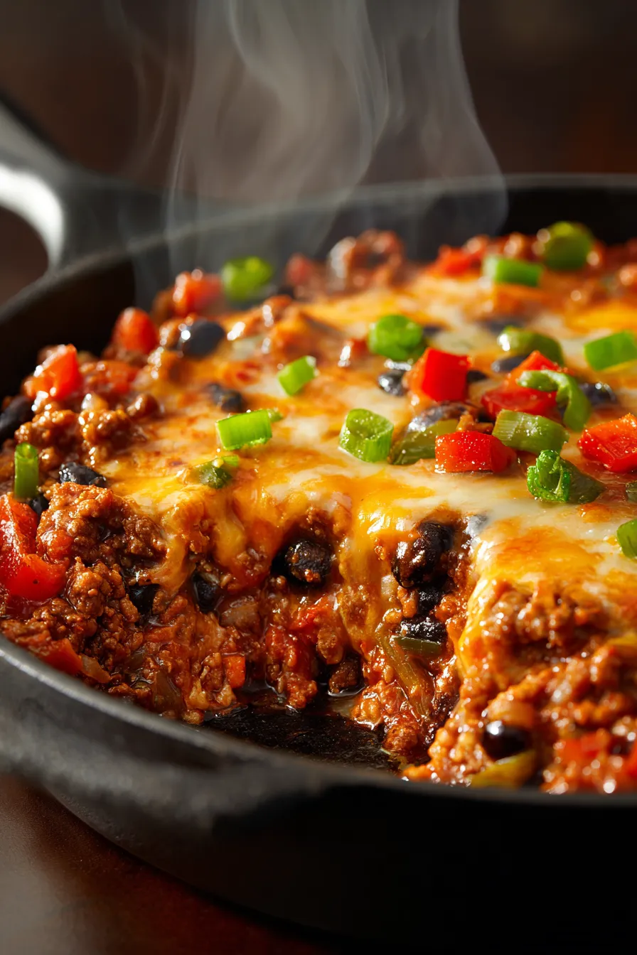 cheesy queso beef skillet