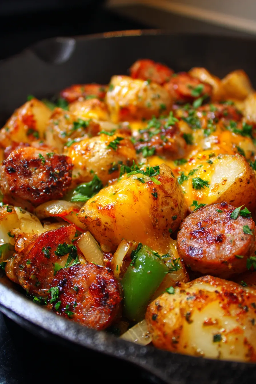 Cheesy Ranch Potatoes Smoked Sausage Skillet - ingredients prep