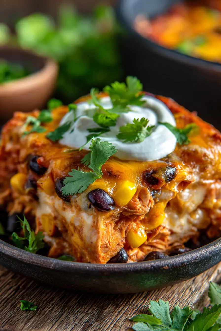 Chicken Burrito Casserole-texture-closeup-melted-cheese