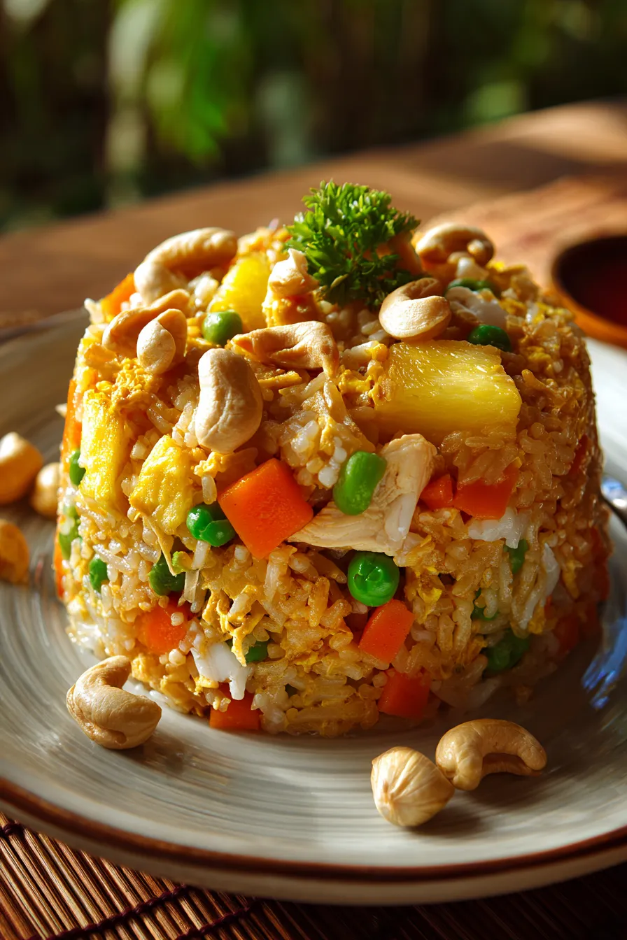 Chicken fried rice closeup texture