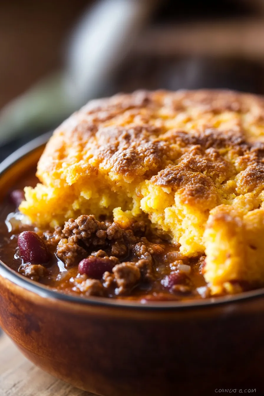 Chili con Cornbread Topping-closeup-texture