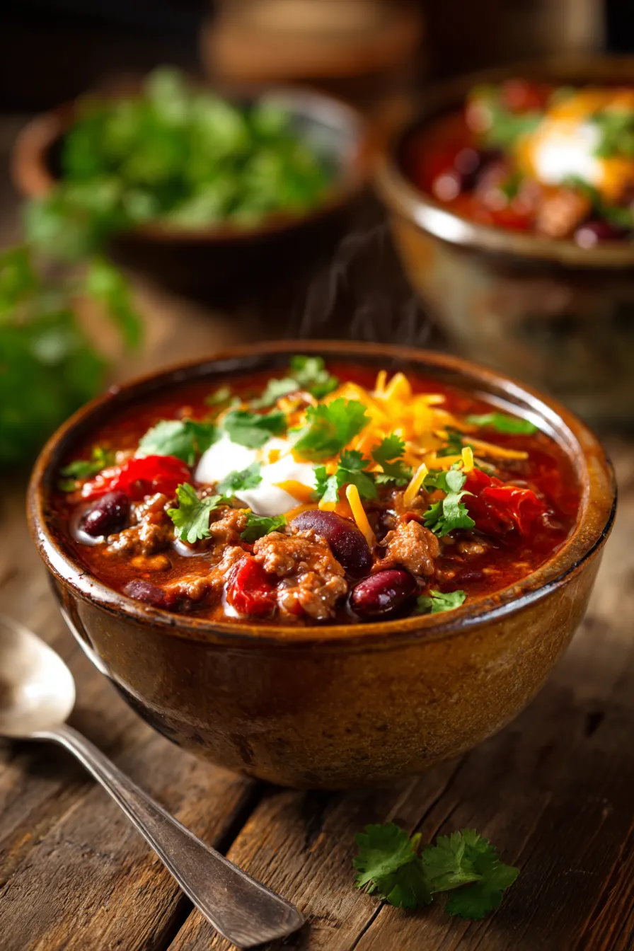 Chili with Fire-Roasted Tomatoes-serving-bowl-closeup