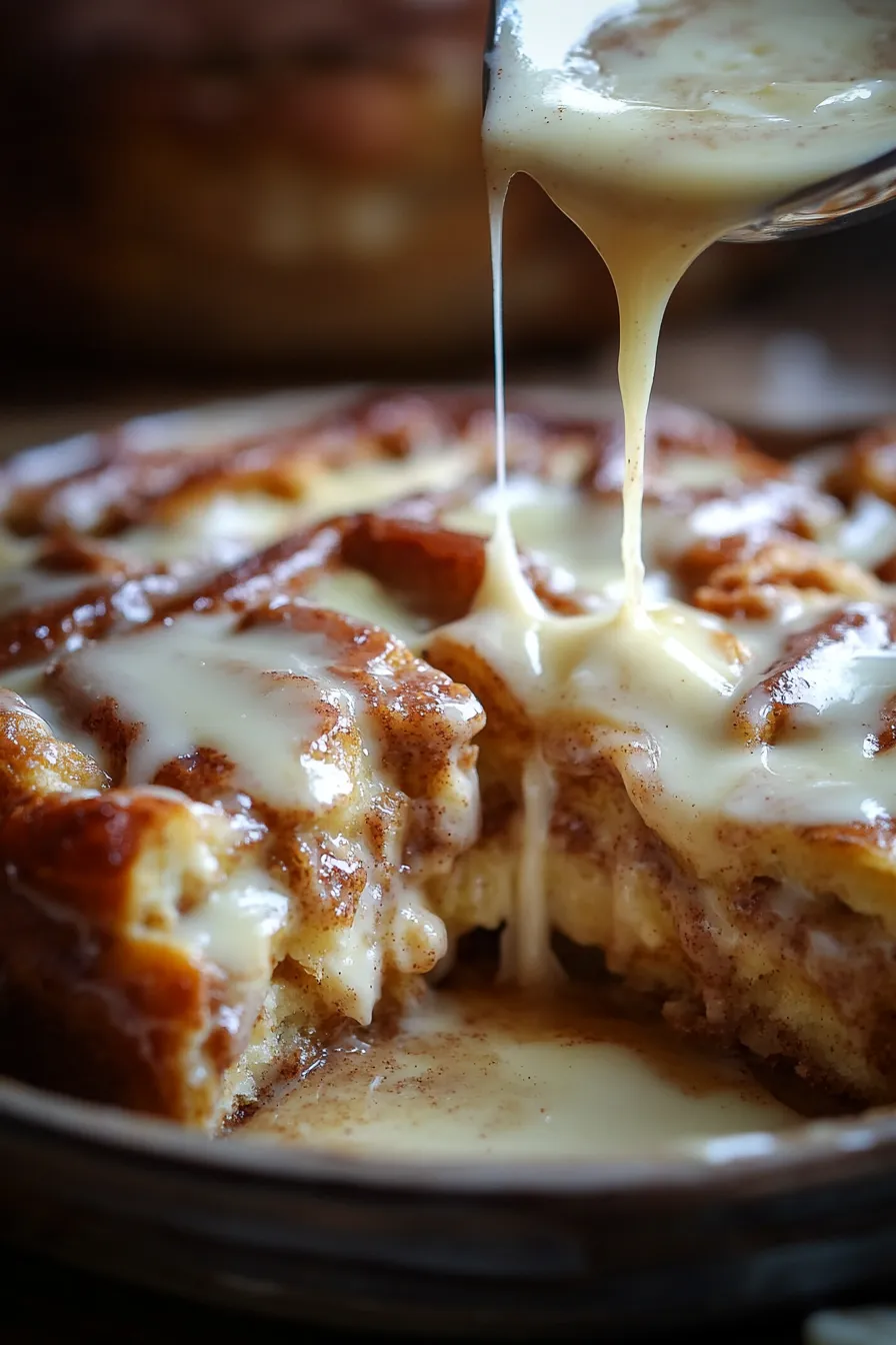 Cinnamon Roll French Toast Casserole-slice-gooey
