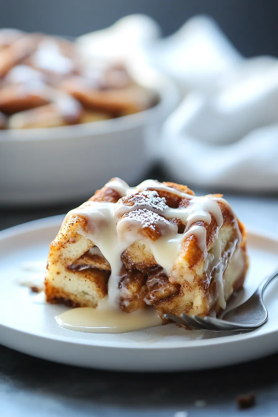 Cinnamon Roll French Toast Casserole-texture-closeup