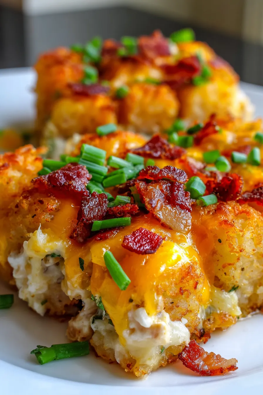 Cracked Out Chicken Tater Tot Casserole-golden-crispy