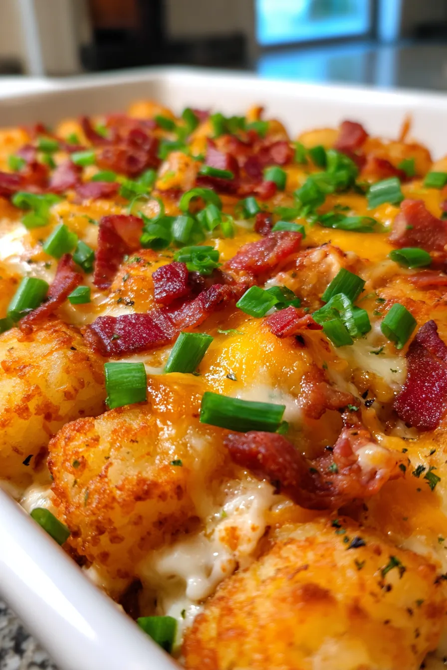 Cracked Out Chicken Tater Tot Casserole-texture-closeup