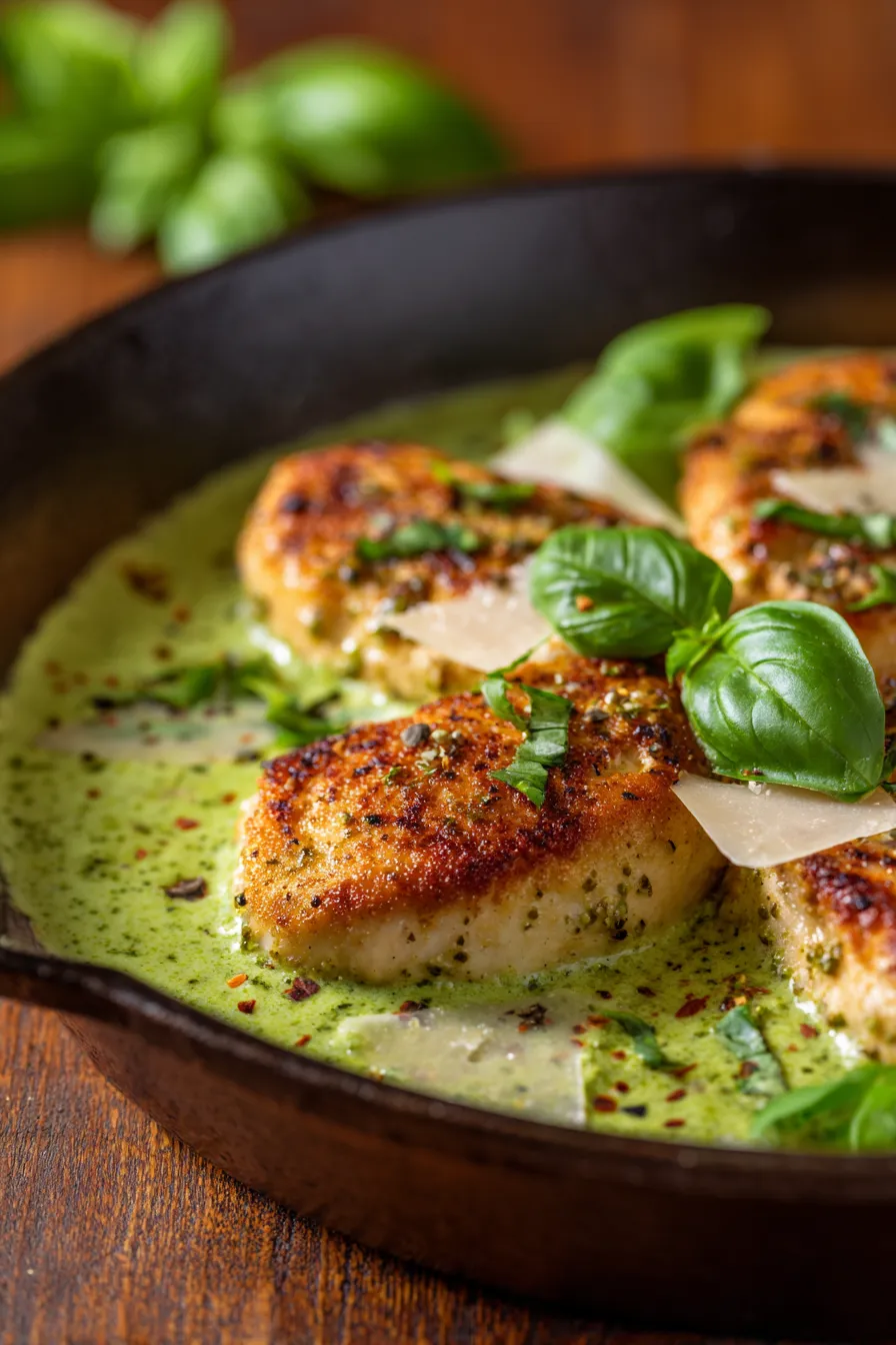 Creamy Pesto Chicken Skillet-sauce-texture