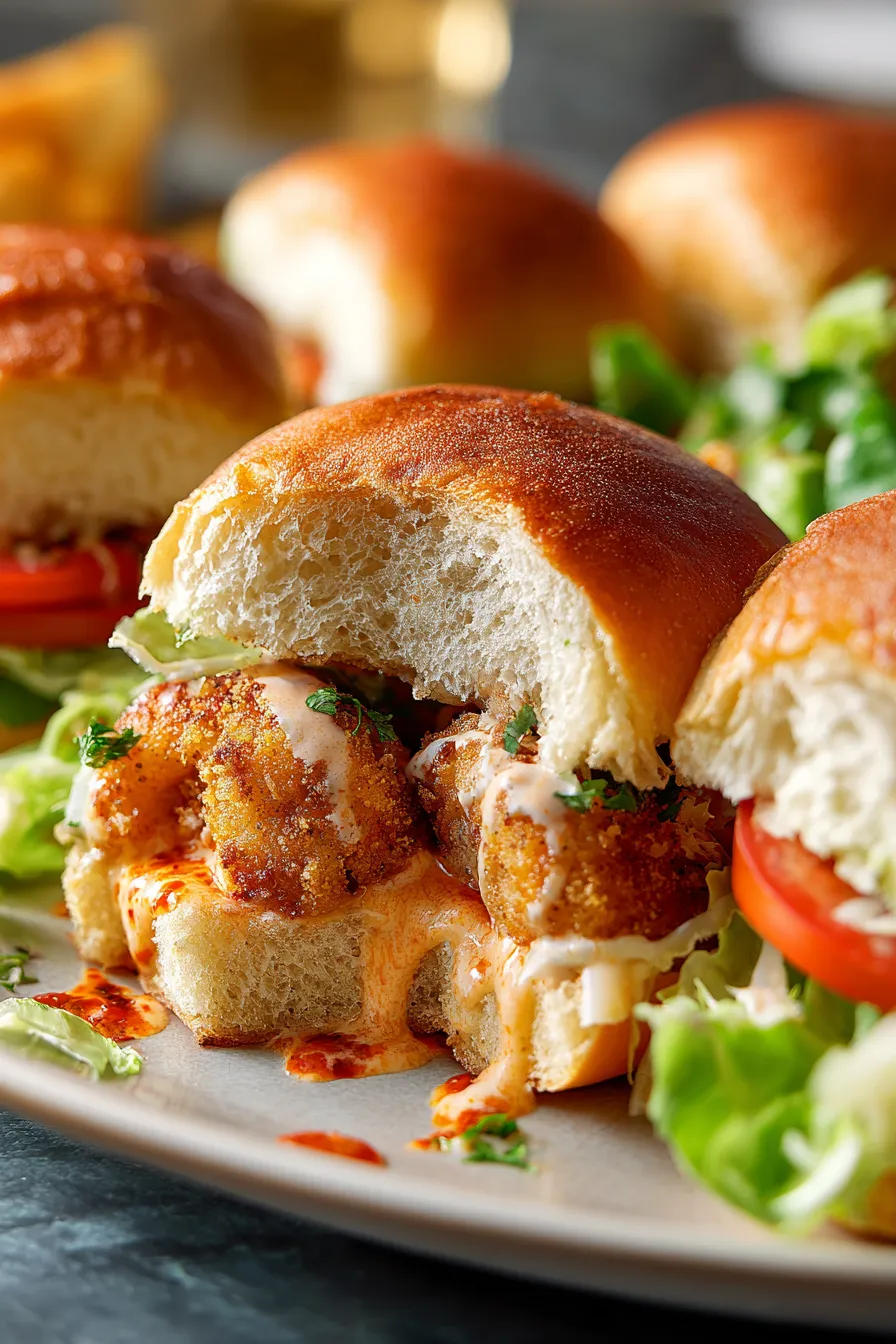 Crispy Shrimp Po’Boy Sliders overhead shot