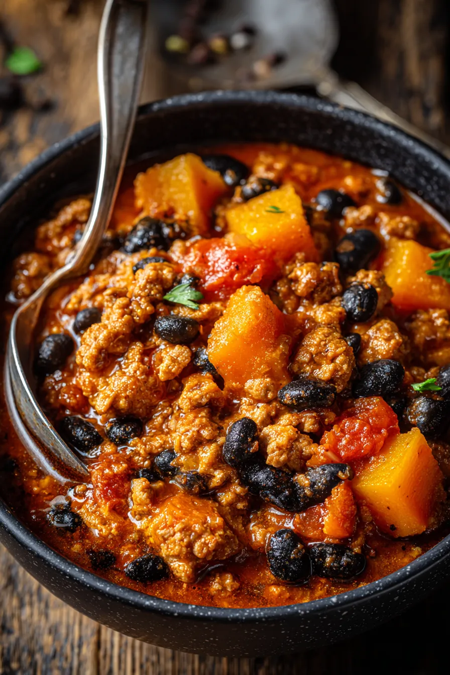 fall chili overhead shot