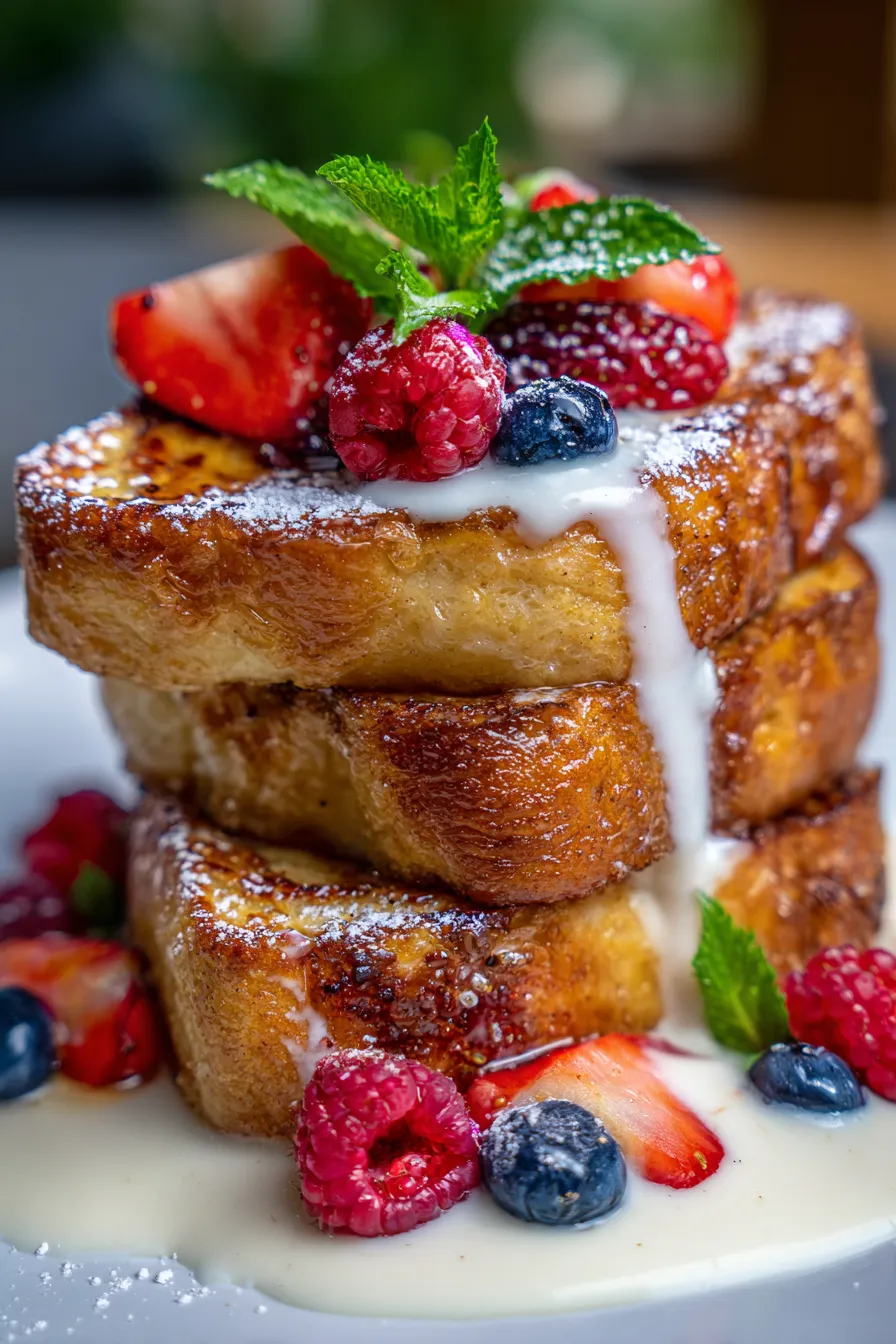 French Toast with Coconut Cream Sauce-sliced-texture-closeup
