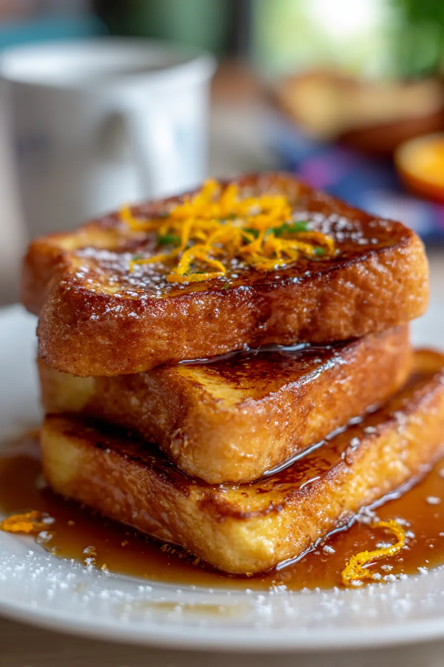French Toast with Orange Zest & Vanilla-closeup-texture