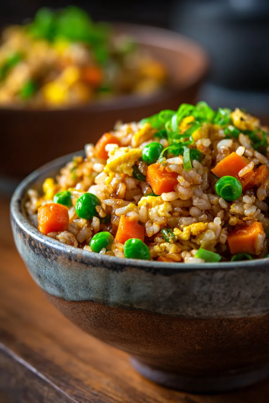 Fried Rice with Carrots and Peas-serving-plate