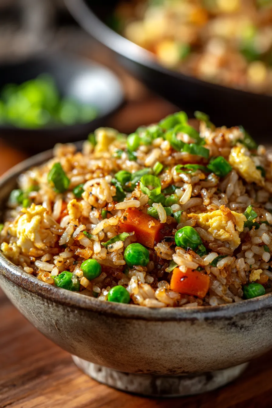 Fried Rice with Carrots and Peas-texture-closeup