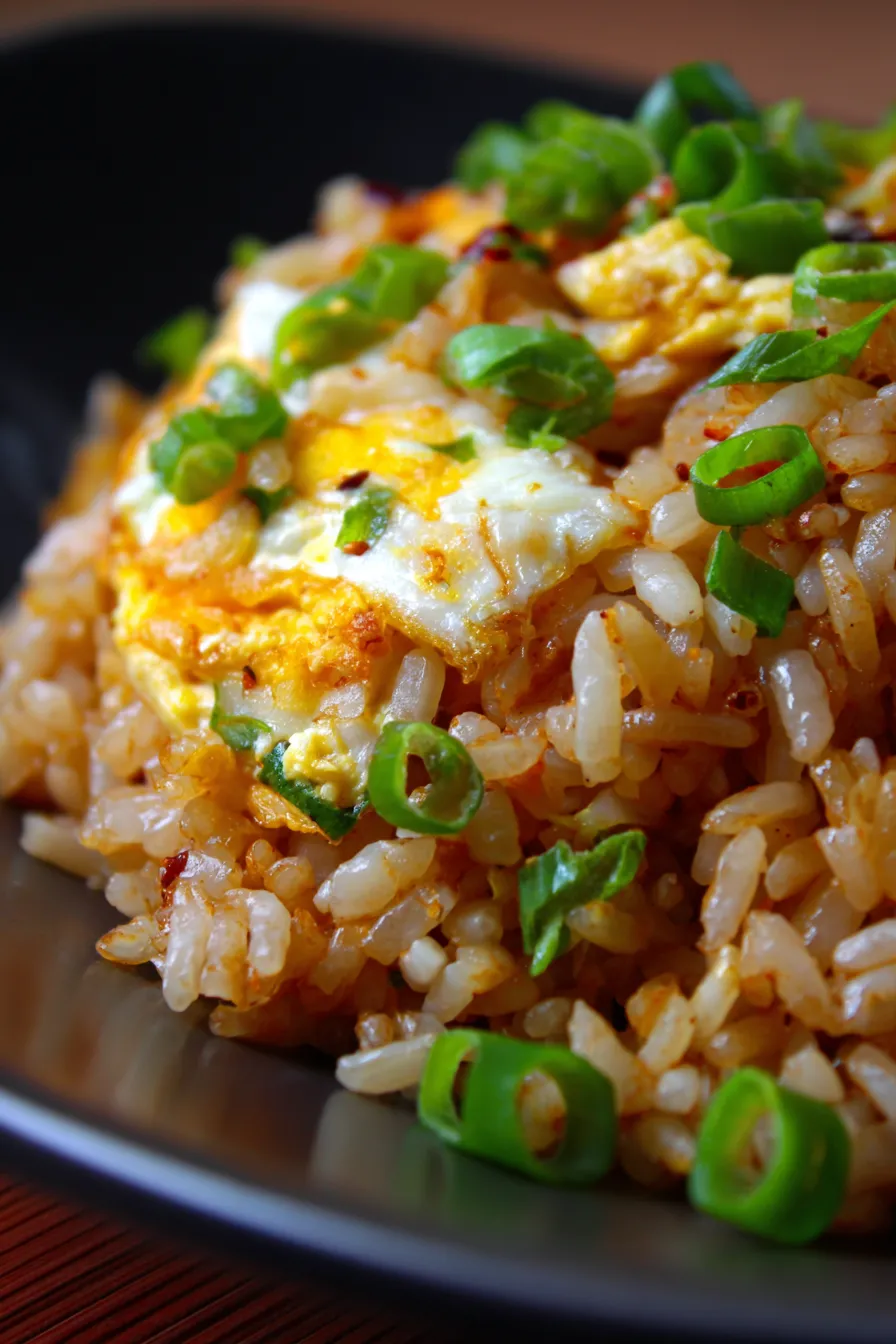Fried Rice with Scrambled Eggs & Cheese-bowl-steaming