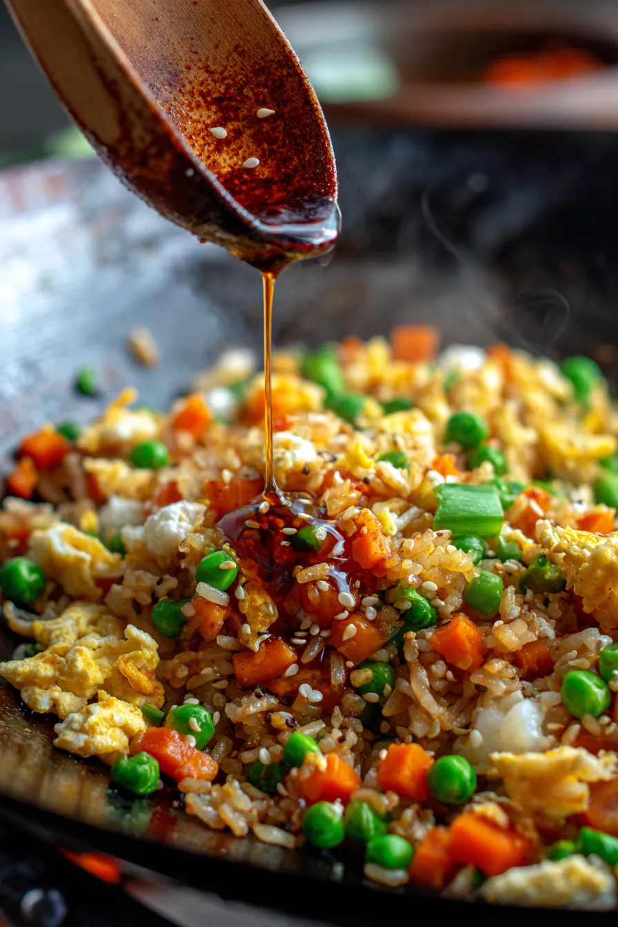 Fried Rice with Soy Sauce & Sesame Seeds-serving-platter