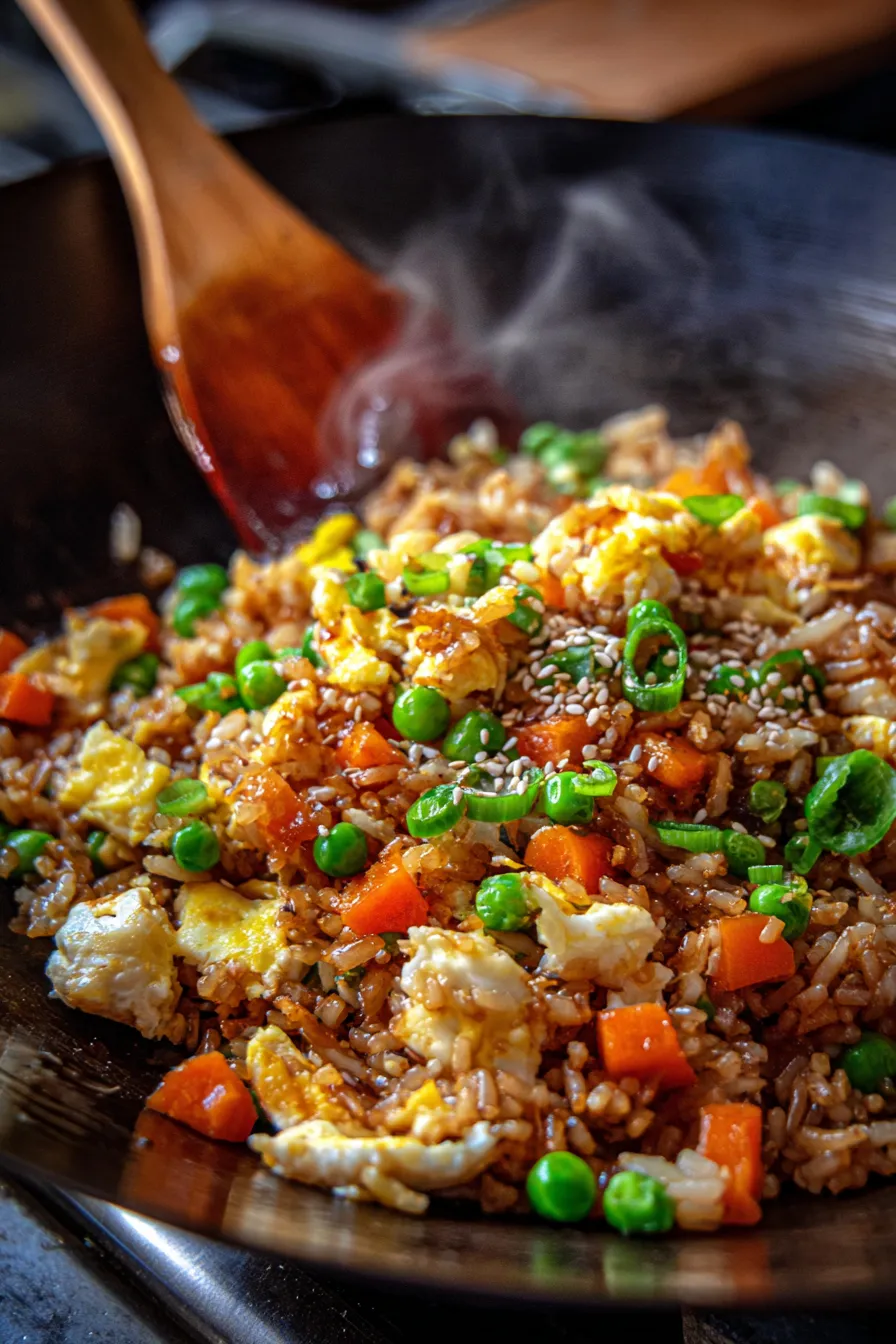 Fried Rice with Soy Sauce & Sesame Seeds-texture-closeup