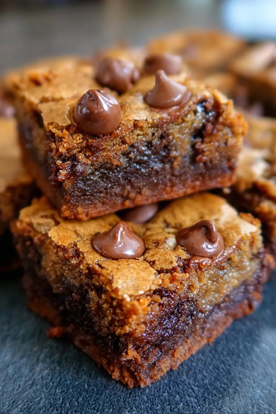 Fudgy Chewy Brookies (Brownie Cookie Bars)-texture-closeup