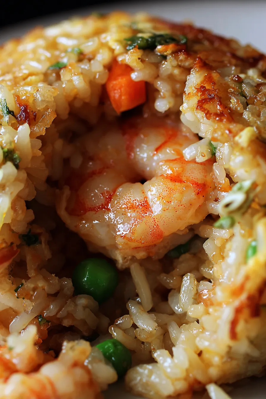 Garlic Butter Shrimp Fried Rice finished bowl