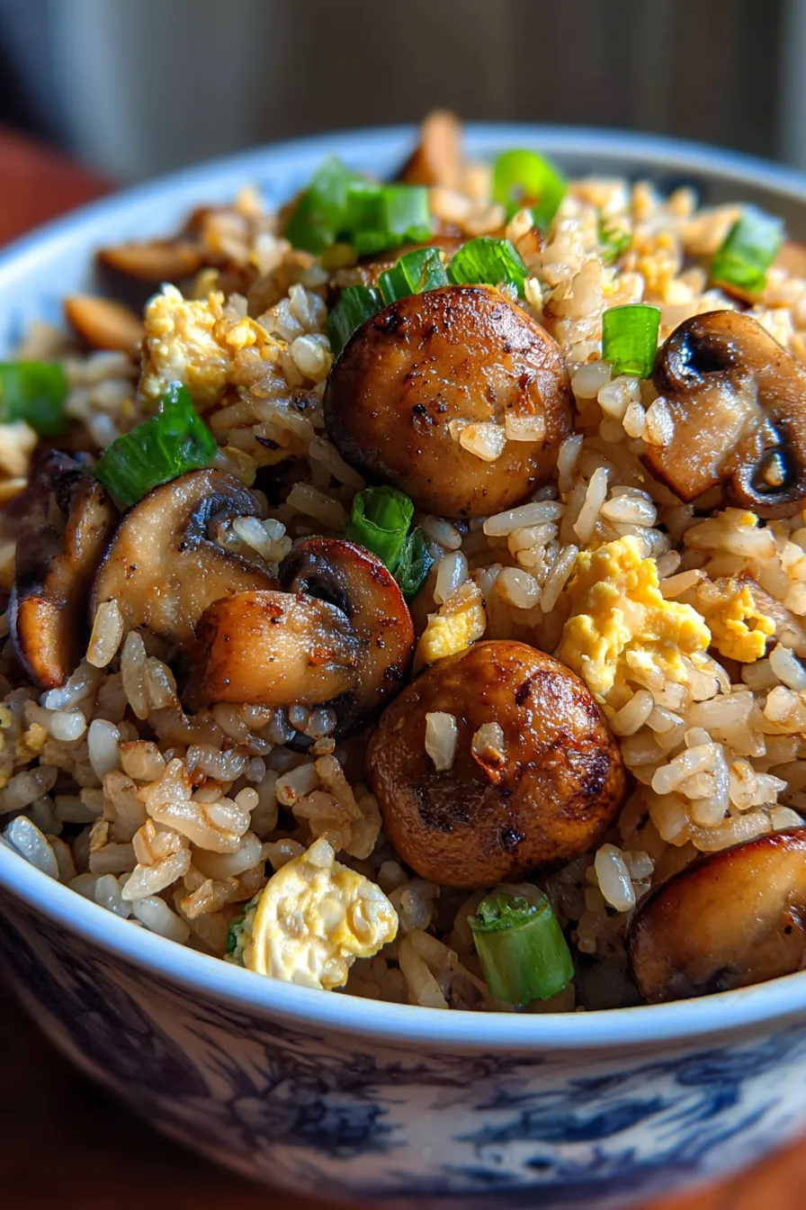 Garlic Mushroom Fried Rice-serving-bowl